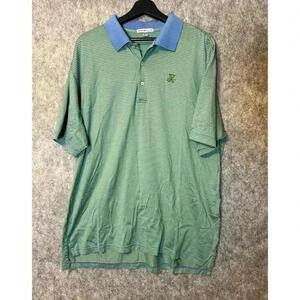 Peter Millar Cotton Green Striped Golf Polo - XXL